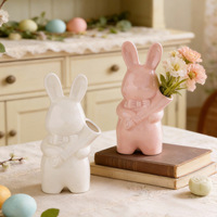 Klassische Art Deco Osterhase Keramik-Tischvase mit Blumenarrangement Heim-Tierkunst-Dekoration