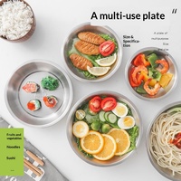 Assiette ronde en acier inoxydable 304, assiette à dîner pour la maison, assiette à dessert, assiette de service alimentaire, plateau plat épaissi