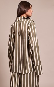 Completo da donna 2 pezzi per il tempo libero: camicia a maniche lunghe a righe e pantaloni a <span class=keywords><strong>gamba</strong></span> <span class=keywords><strong>larga</strong></span>, casual, estivo, vestibilità ampia - Product Image 2