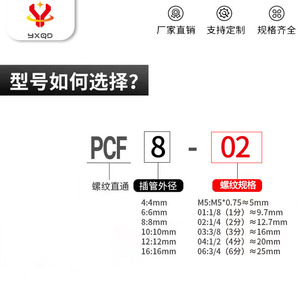 Raccord pneumatique à filetage interne Yixin PcF8 02 en acier inoxydable 304, coude à connexion rapide - Product Image 1