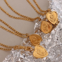 Bijoux plaqué or 18 carats à la mode collier étanche en acier inoxydable collier coeur goutte d'eau fleur