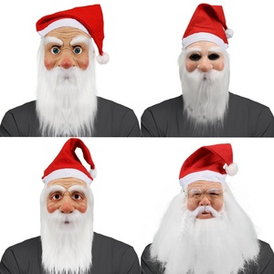 Máscara de Papá Noel Ecológica de Cara Completa, Accesorios Realistas para Disfraces con Gorro Rojo de Papá Noel y Barba, Máscara de Látex para Fiestas - Product Image 2