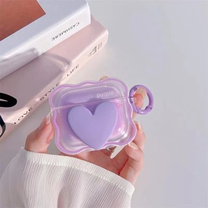 Étui pour <span class=keywords><strong>Airpods</strong></span> 1/2 2022, luxueux, mignon, motif ondulé 3D, TPU, étanche, transparent, avec bracelet porte-clés - Product Image 3