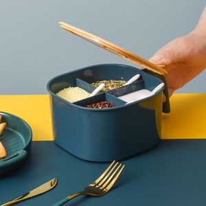 Multi Compartment Seasoning Box Set M Size Flip Top Airtight Divided <b>Storage</b> For Solid Condiments <b>Kitchen</b> Use - Product Image 2