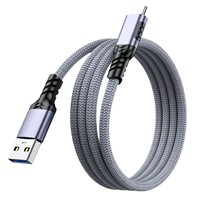 USB3.2 Atoc kabel Data tipe-c, kompatibel untuk ponsel Mobil 60W pengisian 10g Hard Drive PVC jaket 1.8m panjang kepang pelindung