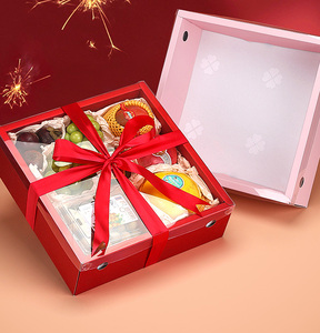IMEE Boîte pliante carrée transparente de <span class=keywords><strong>grande</strong></span> <span class=keywords><strong>taille</strong></span> 15'' 5 kg de haute qualité pour le Nouvel An et Noël, rose rouge, pour fruits, fleurs, cadeaux, bonbons, collations - Product Image 6
