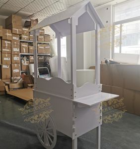 Chariot à bonbons blanc en PVC à prix abordable pour mariage, petit chariot à desserts pour fête de mariage, <span class=keywords><strong>bar</strong></span> à bonbons avec roues à vendre - Product Image 3
