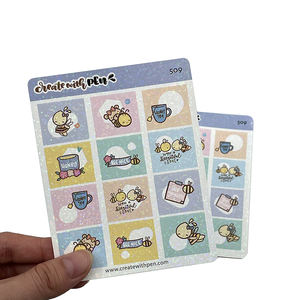 Feuille d'autocollants pailletés à <span class=keywords><strong>effet</strong></span> arc-en-ciel, impression personnalisée, autocollants adhésifs imperméables découpés à la forme, autocollants décoratifs pailletés, sans MOQ - Product Image 3