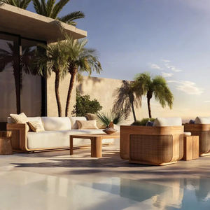 Teak Wood <strong>Outdoor</strong> Furniture Garden Sofa Set Teak Wood Sectional Sofa Set For Patio Hotel Apartment Use