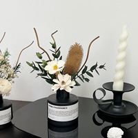 Diffuseur de parfum en verre noir mat de luxe 100 ml avec fleurs séchées botaniques, parfum longue durée pour la décoration moderne de la maison et du bureau