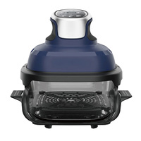 Friteuse à air numérique avec écran LCD, bol en verre carré de 4,2 L, revêtement antiadhésif PTFE, protection contre la surchauffe, multifonction (rôtir/cuire/déshydrater)