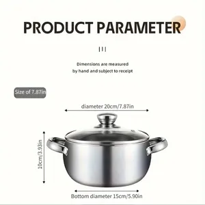 Cổ điển 3-mảnh thép không gỉ <span class=keywords><strong>Cookware</strong></span> <span class=keywords><strong>Set</strong></span> có nắp đậy cảm ứng tương thích dày tường cho hiệu quả sưởi ấm kép xử lý kim loại - Product Image 4