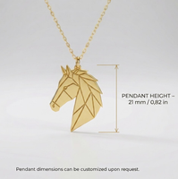 Collier géométrique plaqué or 18 carats avec pendentif tête de cheval polygone hypoallergénique en acier inoxydable 316L, bijoux animaliers