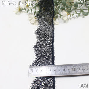 비탄성 블랙 나일론 메쉬 멋진 속눈썹 테두리 꽃 레이스 트리밍 6cm 프랑스 샹틸리 레이스 트림 여성용 원피스 - Product Image 3