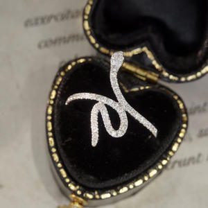 Anello a Forma di Serpente con Diamanti T0313, Montatura Pavé, Anello di Fidanzamento da Donna alla Moda con Pietra Naturale Rotonda - Product Image 6