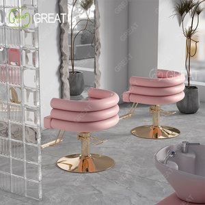 Petit fauteuil de coiffure de luxe à base ronde <span class=keywords><strong>en</strong></span> or pour salon de coiffure <span class=keywords><strong>Chaise</strong></span> de salon de coiffure moderne <span class=keywords><strong>en</strong></span> <span class=keywords><strong>cuir</strong></span> <span class=keywords><strong>noir</strong></span> à vendre - Product Image 4