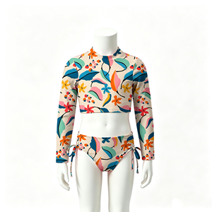 Costume da bagno due pezzi all'ingrosso per bambina 2026 con maniche, set da bagno due pezzi a maniche lunghe per ragazze adolescenti e pre-adolescenti all'ingrosso - Product Image 2