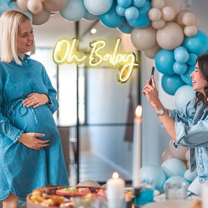 Enseigne au néon Oh Baby avec variateur pour décorations de douche de bébé Décoration de chambre de révélation de sexe Alimenté par USB LED Neon Lights - Product Image 4