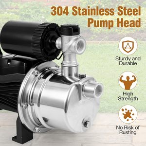 Pompe de surpression d'eau Enkreefi 3/4 HP en acier inoxydable 1050 GPH 110V avec fonction marche/arrêt automatique pour puits peu profond domestique - Product Image 3