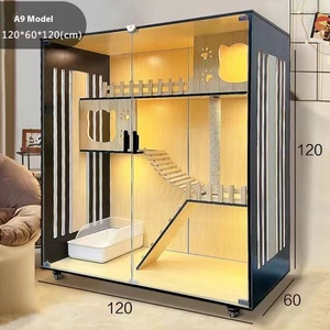 Villa pour chat en bois durable à deux ou trois étages, style dessin animé, armoire pour animaux <span class=keywords><strong>de</strong></span> compagnie, nid, château pour amis à fourrure, pour <span class=keywords><strong>le</strong></span> salon - Product Image 6