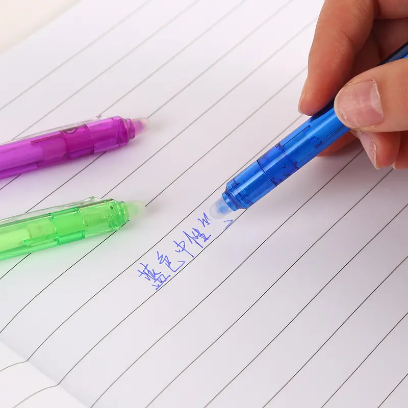 أقلام محمولة شفافة محايدة متعددة الألوان قابلة للمحي 0.7 مم أقلام محمولة ممحاة مميزة للأدوات المكتبية الخيالية للبيع بالجملة