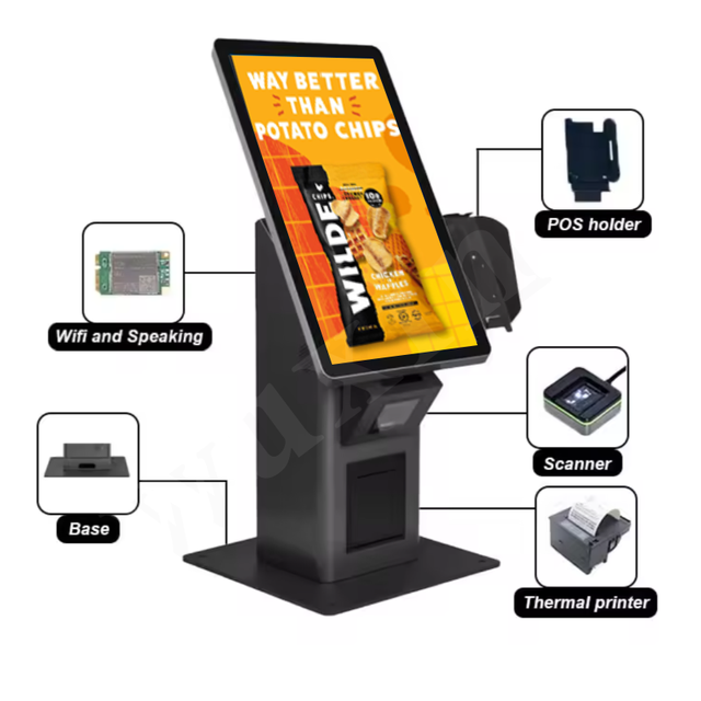 WUXIN 15.6/21.5/27Inch L-Type Android 15 Restaurant Order Tablet 4+64Gb RK3576S Poe Touch Screen Self Ordering SDK Payment Kiosk