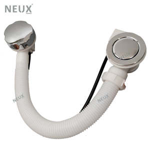 Scarico per Vasca da Bagno in Plastica Flessibile con Filtro Cromato e Troppopieno, Vendita all'Ingrosso - Product Image 1