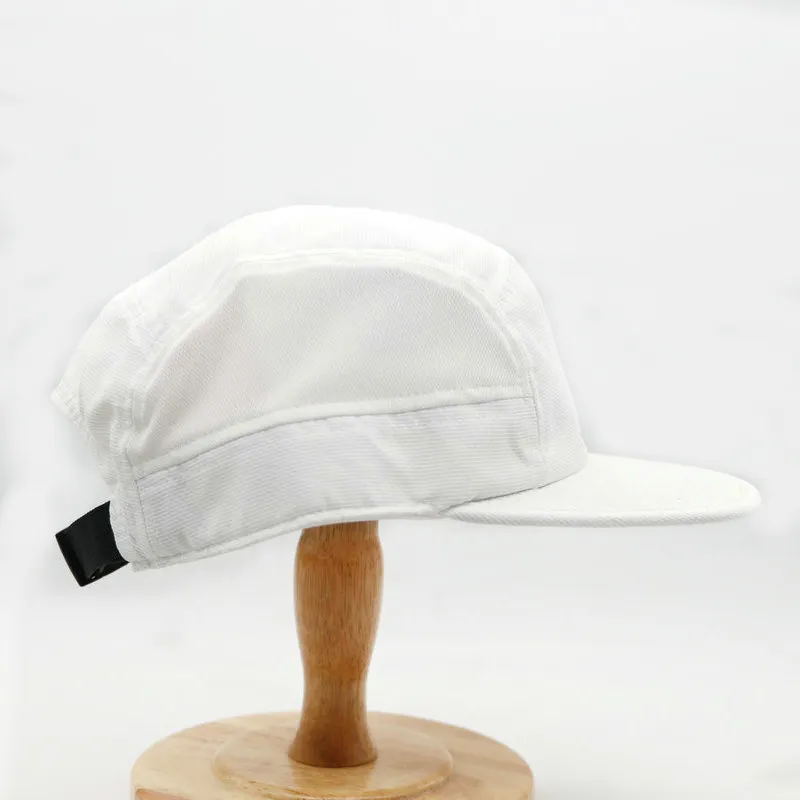 Atacado Running Waterproof 5 Panel Camp Cap Branco Sport Cap Nylon 5 Painel Caps E Chapéus