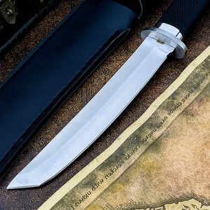 Couteau utilitaire de camping et de chasse en plein air, lame en acier inoxydable 440, manche en caoutchouc, étui en cuir, lame fixe pour les sports de plein air et le bricolage - Product Image 3