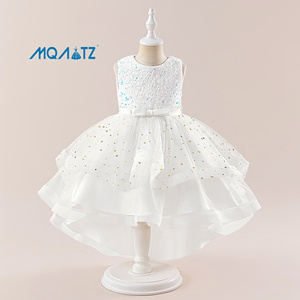 MQATZ Le Plus Récent Robes de <span class=keywords><strong>Princesse</strong></span> Formelles en Satin pour Filles, Longueur Genou, Pailletées, Multicouche, Robe de Bal de Soirée - Product Image 2