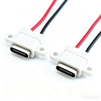 Connecteur USB Type-C femelle à connecteur d'alimentation mâle 2 broches avec câble 1007-24AWG 6CM 10CM 15Cm pour montage sur panneau LN-004