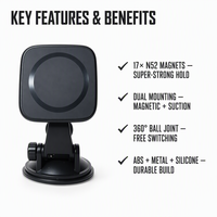 Support magnétique ABS 2026 pour téléphones 16 et 15 Pro Max – Accessoire portable pour voiture, lit et bureau