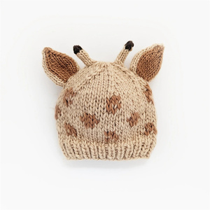 Gorro de punto hecho a mano para cachorro <span class=keywords><strong>con</strong></span> orejas caídas, gorro de punto acogedor <span class=keywords><strong>con</strong></span> orejas de animal, gorro de punto grueso para bebé, venta al por mayor - Product Image 4