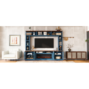 <b>U</b>-Can 95.5" Floor Mount Mid-Century Modern TV Stand Entertainment Center Adjustable Shelves Wood Metal Construction for 65"+ TVs - Product Image 3
