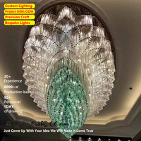 Décoration d'intérieur moderne personnalisée de luxe Luminaire pour hall d'hôtel Salle de mariage Salle de banquet Lustre en verre au plafond avec LED