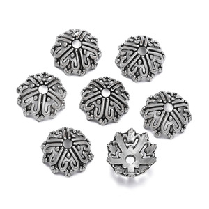 Capuchons de perles en alliage de zinc, forme fleur, argent antique, creux, pour la fabrication de colliers, accessoires de bijoux DIY - Product Image 5