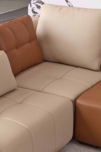 इतालवी-प्रेरित आधुनिक वर्ग चमड़े के सोफे ने विला लिविंग रूम के लिए ठोस लकड़ी के फ्रेम मजबूत डिजाइन स्थापित किया-टिकाऊ - Product Image 6