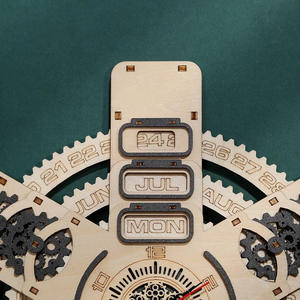 Настенный деревянный календарь-головоломка 3D, ручной работы, вечный, развивающий, DIY, экологичный, с механической передачей, модель-конструктор - Product Image 2