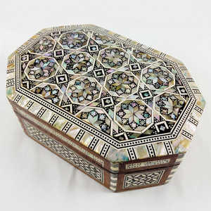 ZAHEREEN J24 Egyptian Mosaic Trinket Mother of Pearl Wood Jewelry Box - Product Image 1