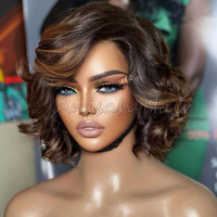 Perruques courtes bob avec mèches sans colle Perruques en cheveux humains lace front pixie cut hd en dentelle transparente Perruques en cheveux humains pour femmes noires