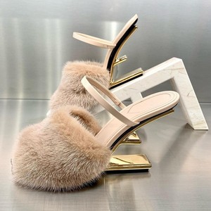 Women's Plush High-heeled <b>slippers</b> Design Spring and Autumn Winter Cute Special-shaped Heels Indoor Party High Heels - Product Image 1