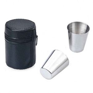 Juego de Vasos de Viaje de Acero Inoxidable con Estuche de Transporte Negro, Taza Portátil para Uso en Exteriores - Product Image 3