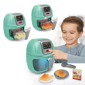 Friteuse jouet pour enfants Pretend Play Accessoires de cuisine avec changement de couleur Jeu de cuisine alimentaire Set de jeu avec lumière sonore