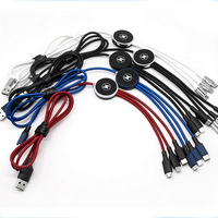 3 1 Connecteur de cordon de chargeur rapide Câble de charge multi-USB Adaptateur de port double téléphone/type C/micro USB Nylon pour imprimante-LP-25034