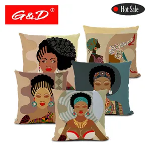G & D 패션 아프리카 숙녀 소파 장식 베개 케이스 거실 침실 아트 쿠션 커버 홈 장식