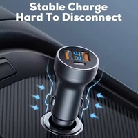 Pengisi Daya Mobil TKT 38W dari Aluminium Alloy dengan Pengisian Cepat PD 5V/3A Lampu LED untuk Port USB-C Ponsel Tablet Kit Mobil Adaptor Perjalanan