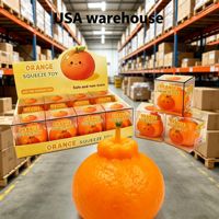 USA Warehouse Oranje Knapperige Squeeze Fidget Toy Leuk Knisperend Geluid Fruitvormig Squishy Sensorisch Ontspannend Stress Squeeze Speelgoed