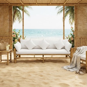 Sofá cama de bambú ecológico para exteriores con cojines de alta calidad resistentes a la intemperie para hoteles, resorts, villas, clubes de playa - Product Image 2