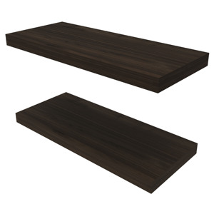 Iva Floating Shelf In Melamine Dark Walnut X2 <b>Wall</b> <b>Display</b> Shelves - Product Image 4