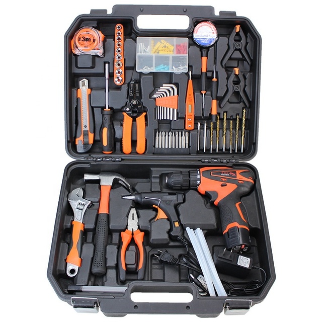 Good Quality 59pcs Drill Kit Household Cordless Drill and Claw Hammer Electric Screwdriver Impact Drill Tool Set
